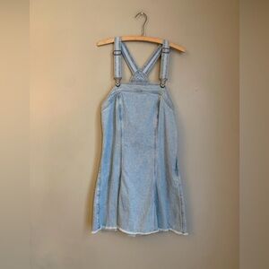 American Eagle Denim Jean Overalls Dress Mini Light Wash Size Medium Buckles